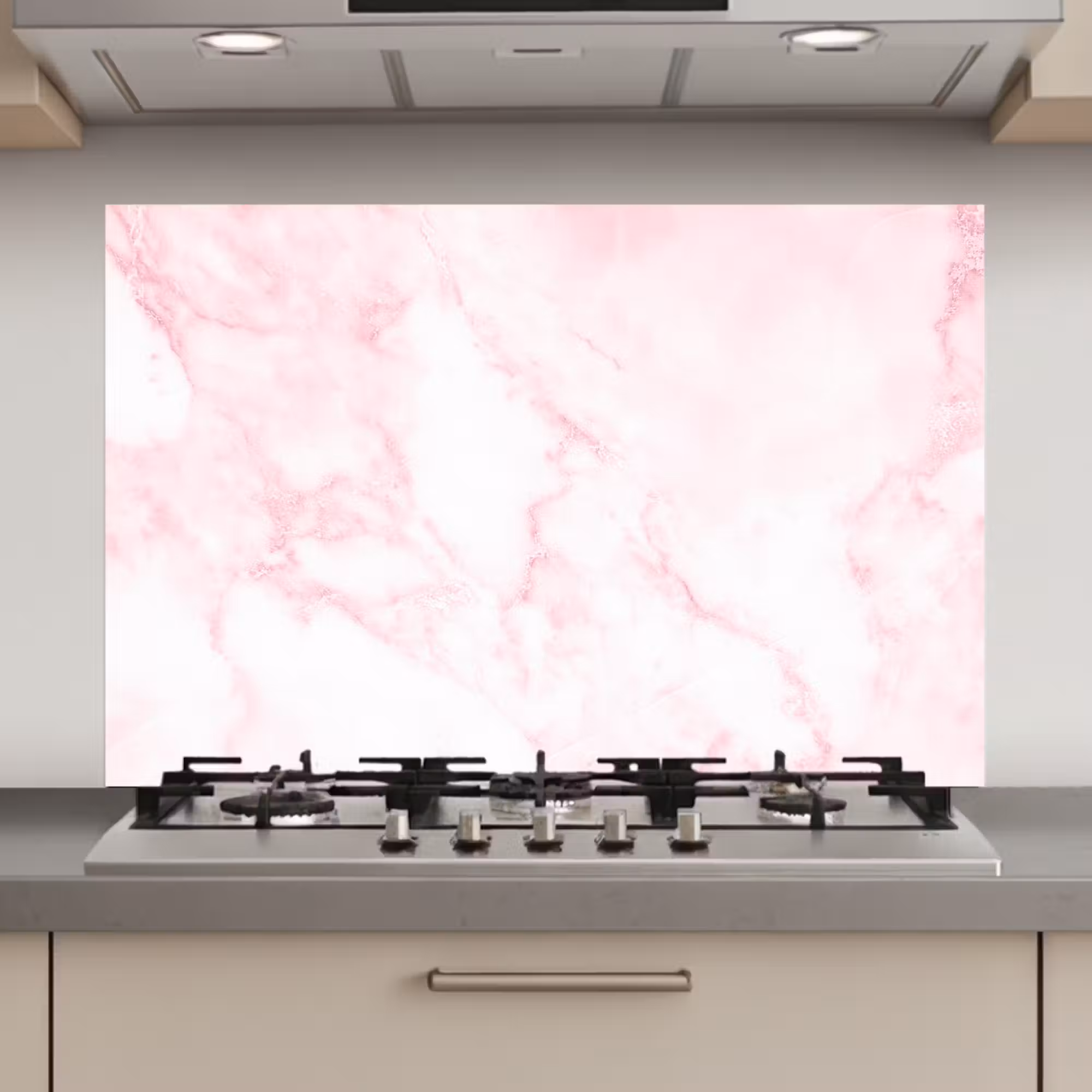Spatscherm keuken - Marmer - Wit - Roze - Chic - Marmerlook
