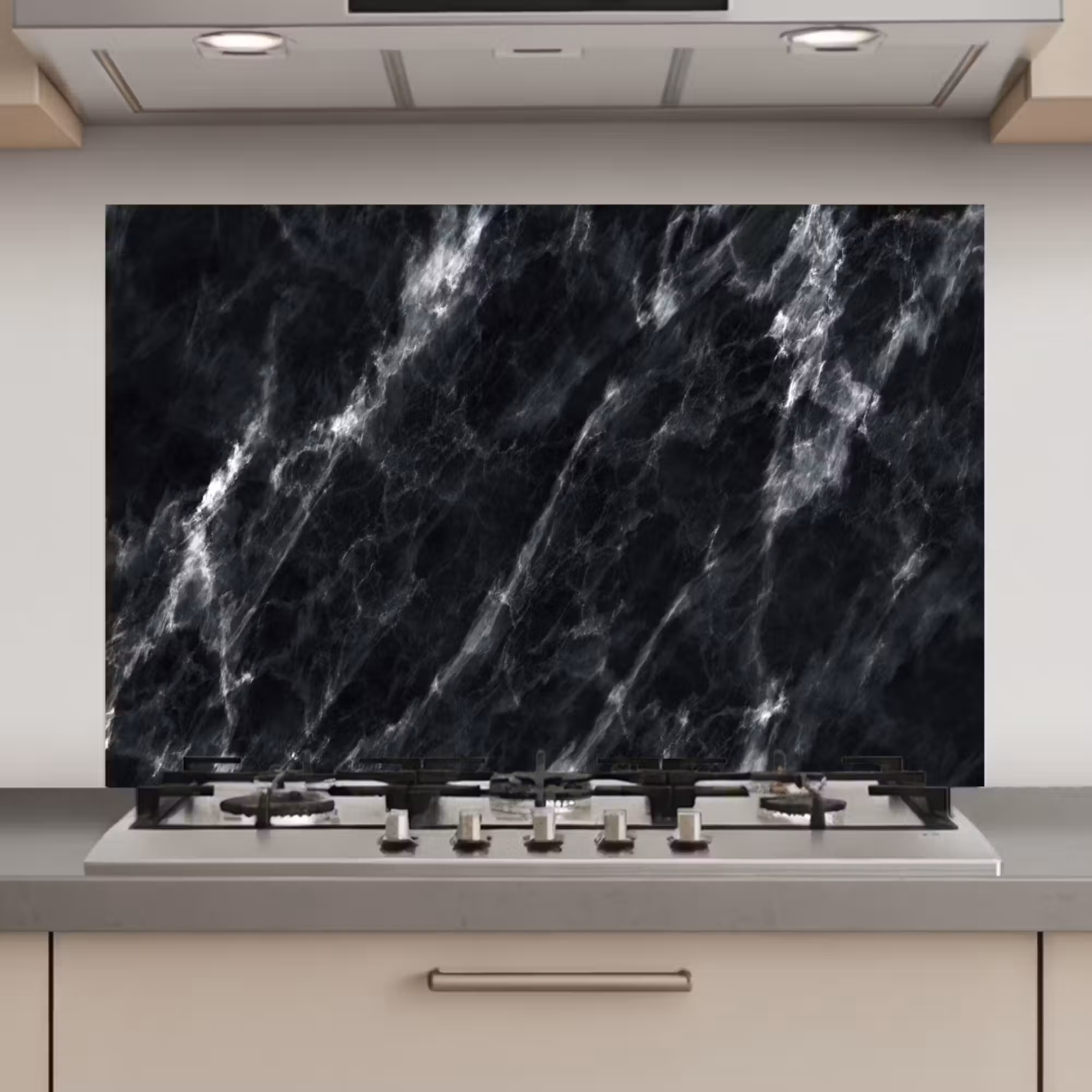 Spatscherm keuken - Marmer - Zwart - Luxe