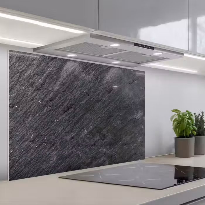 Spatscherm keuken - Natuursteen - Industrieel - Leisteen - Structuur - Grijs