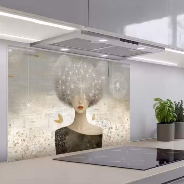 Spatscherm keuken - Pluis - Vrouw - Beige