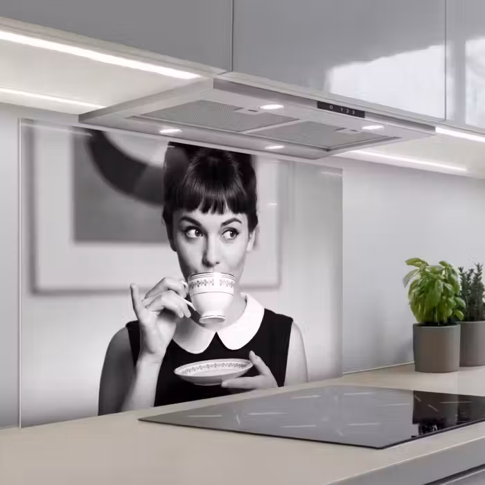 Spatscherm keuken - Portret - Thee - Vrouw