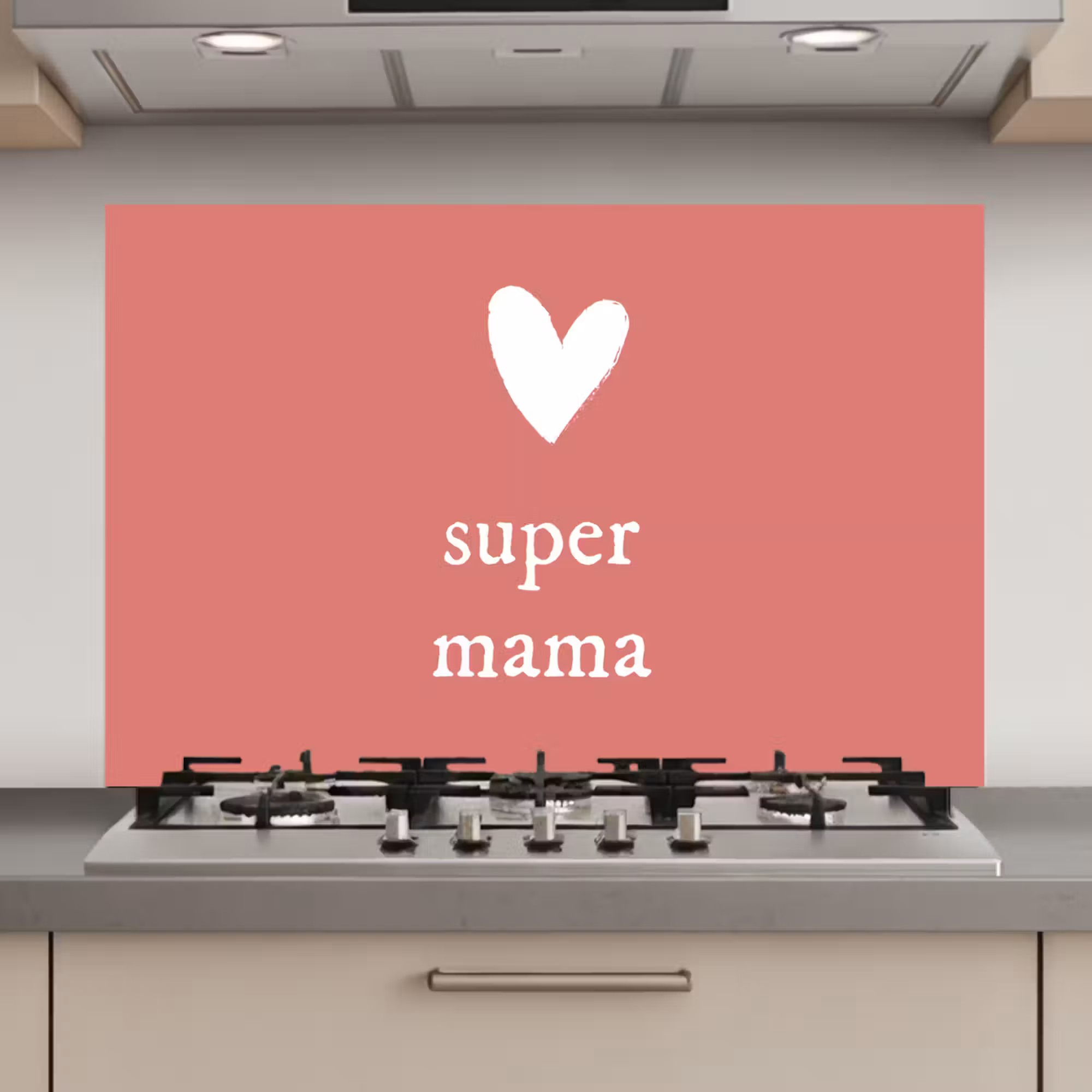 Spatscherm keuken - Presentje voor Moederdag super mama roze/wit