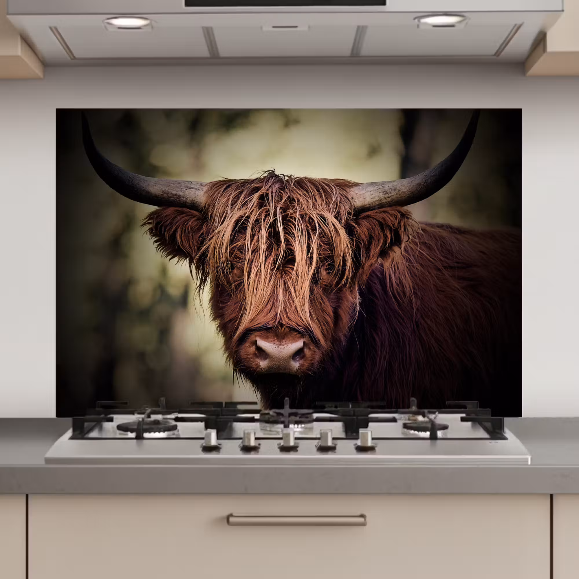 Spatscherm keuken - Schotse hooglander - Licht - Portret - Natuur