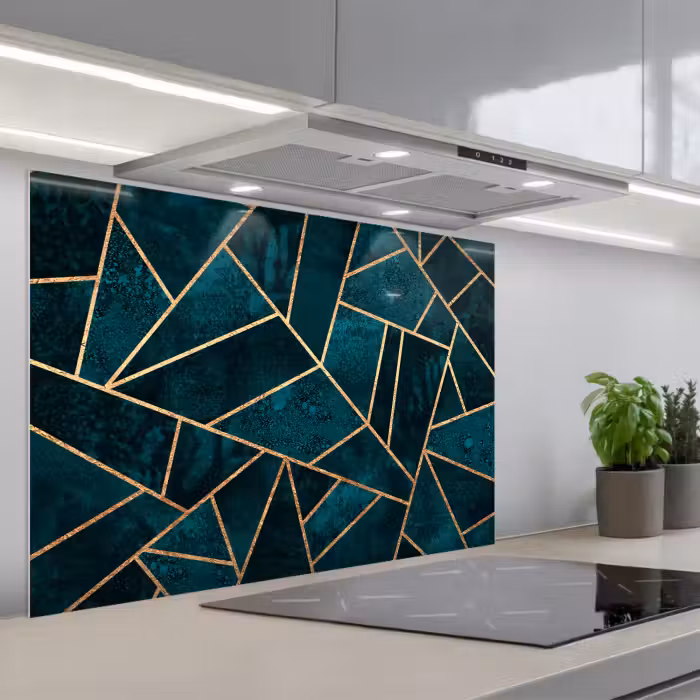 Spatscherm keuken - Stenen - Goud - Luxe - Patronen - Abstract