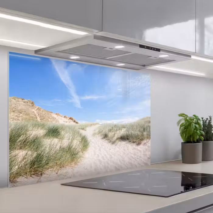 Spatscherm keuken - Strand - Duin - Gras