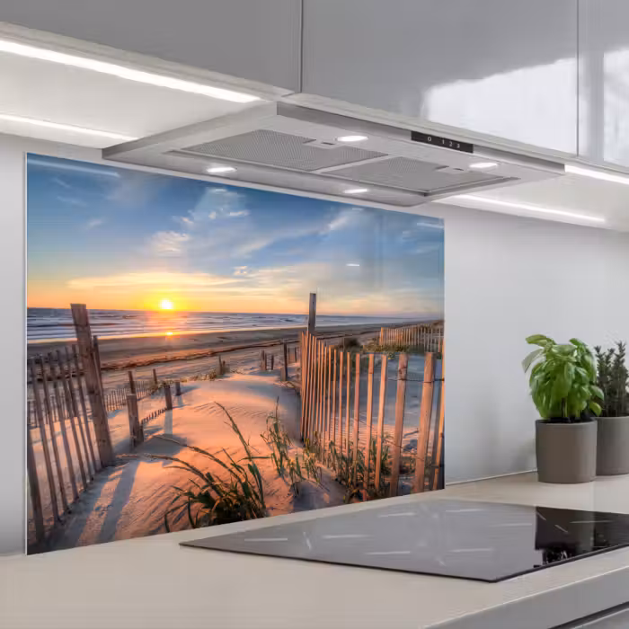 Spatscherm keuken - Strand - Zee - Duin - Zonsondergang - Landschap