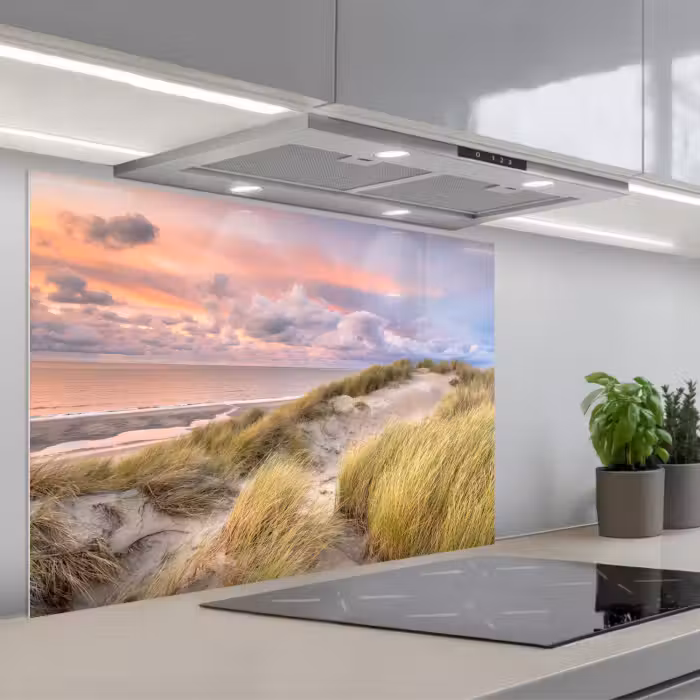 Spatscherm keuken - Strand - Zee - Duin - Zonsondergang
