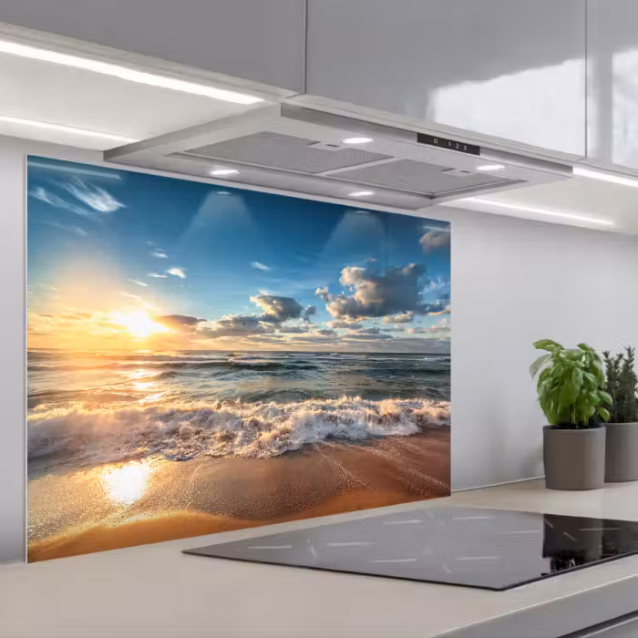 Spatscherm keuken - Strand - Zee - Zonsondergang