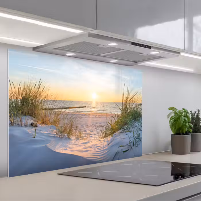 Spatscherm keuken - Strand - Zon - Duin - Gras - Zand - Horizon