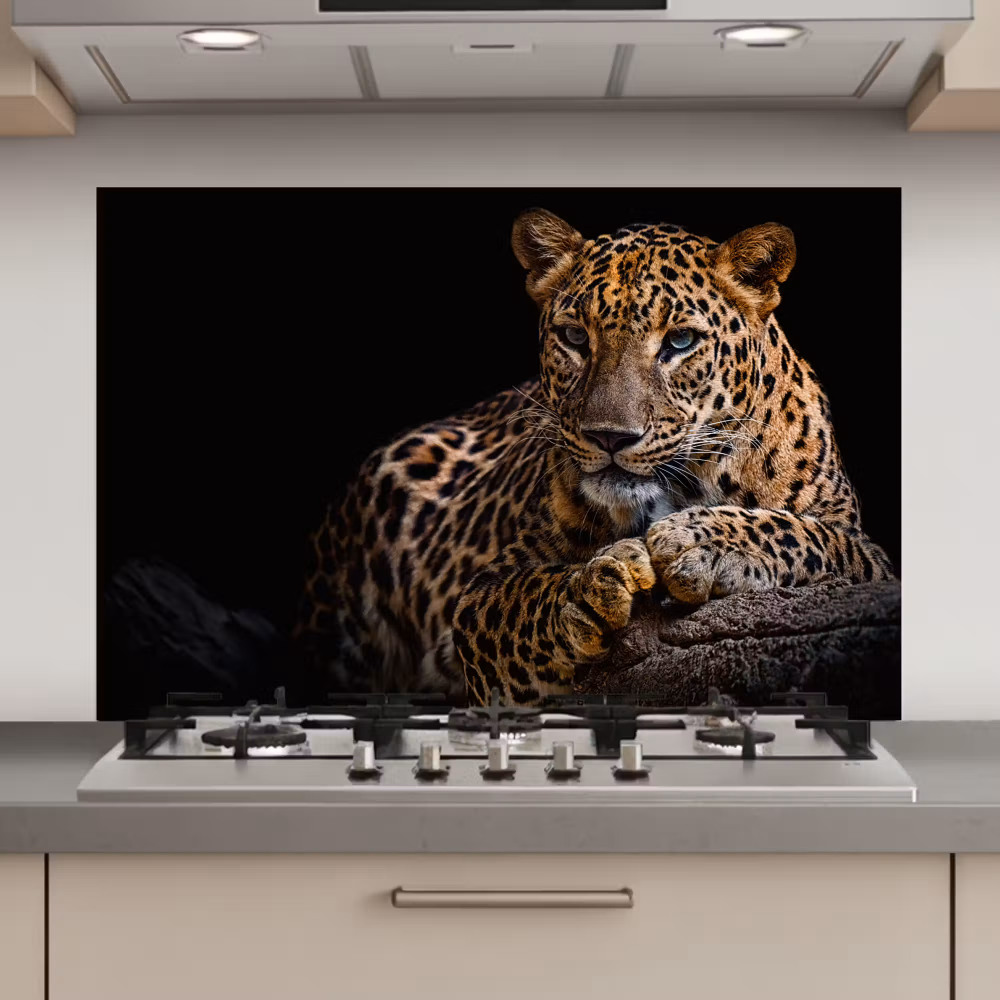 Spatscherm keuken - Wilde dieren - Panter - Portret - Zwart - Dieren