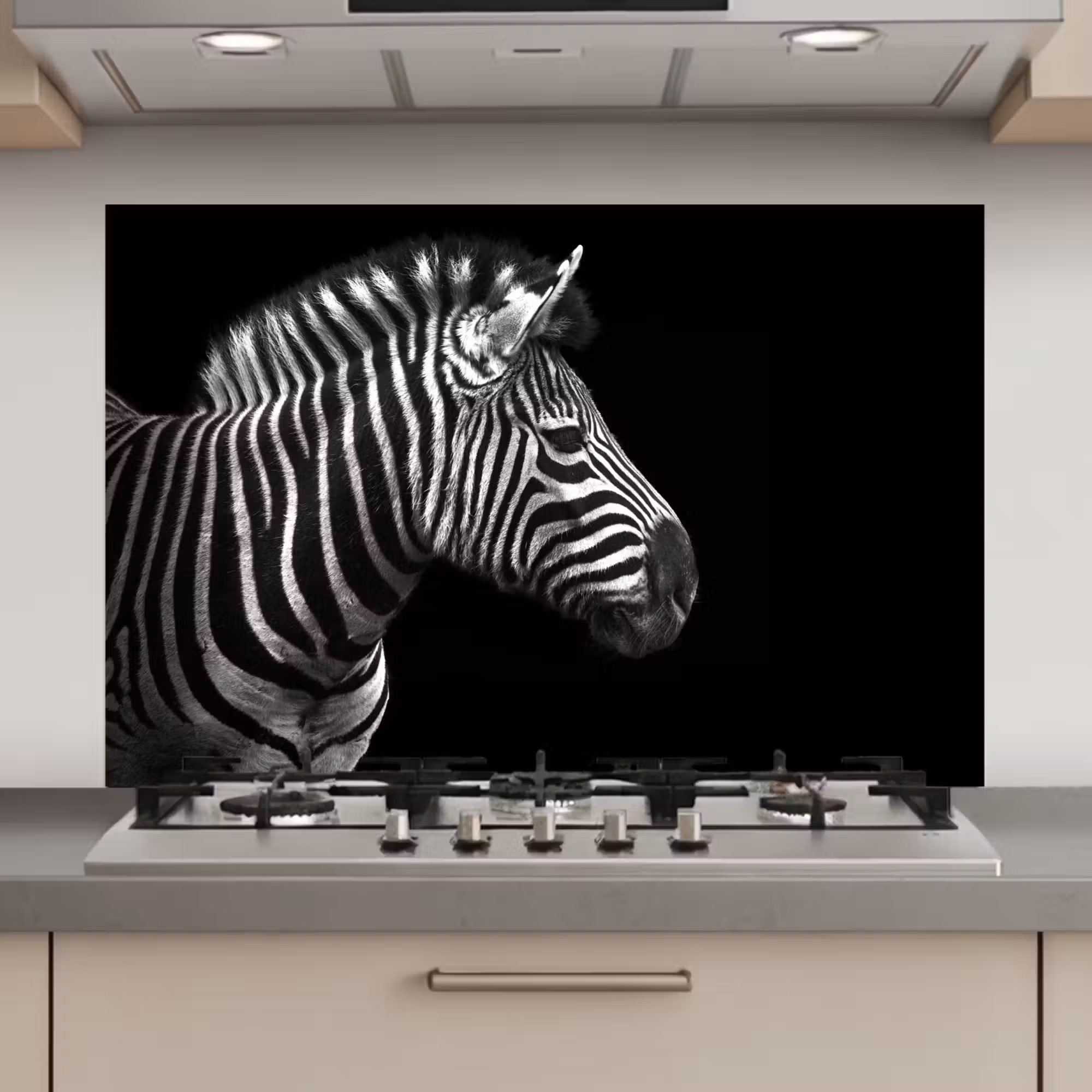 Spatscherm keuken - Zebra - Zwart - Wit - Portret - Dieren