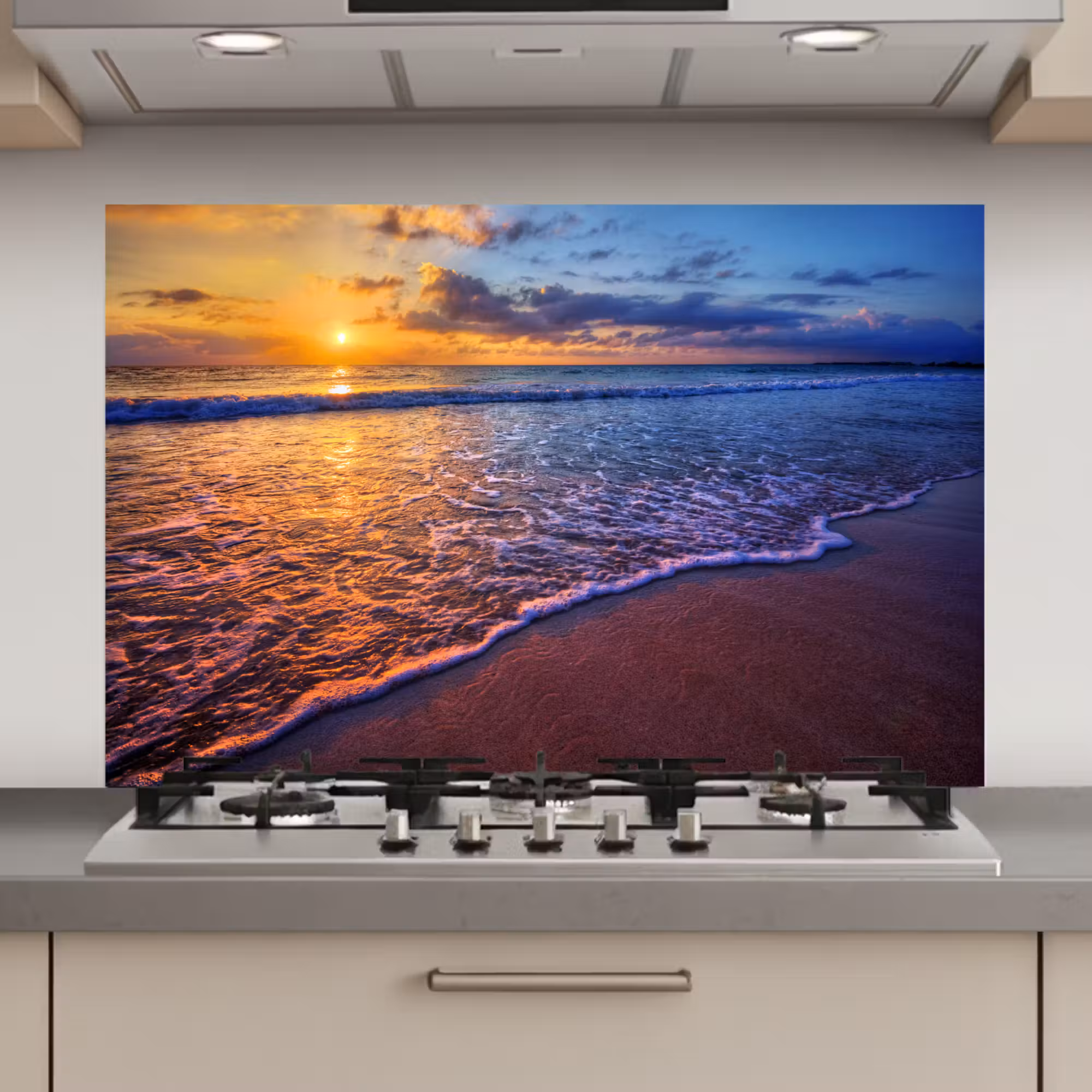 Spatscherm keuken - Zee - Strand - Zonsondergang - Wolken - Horizon