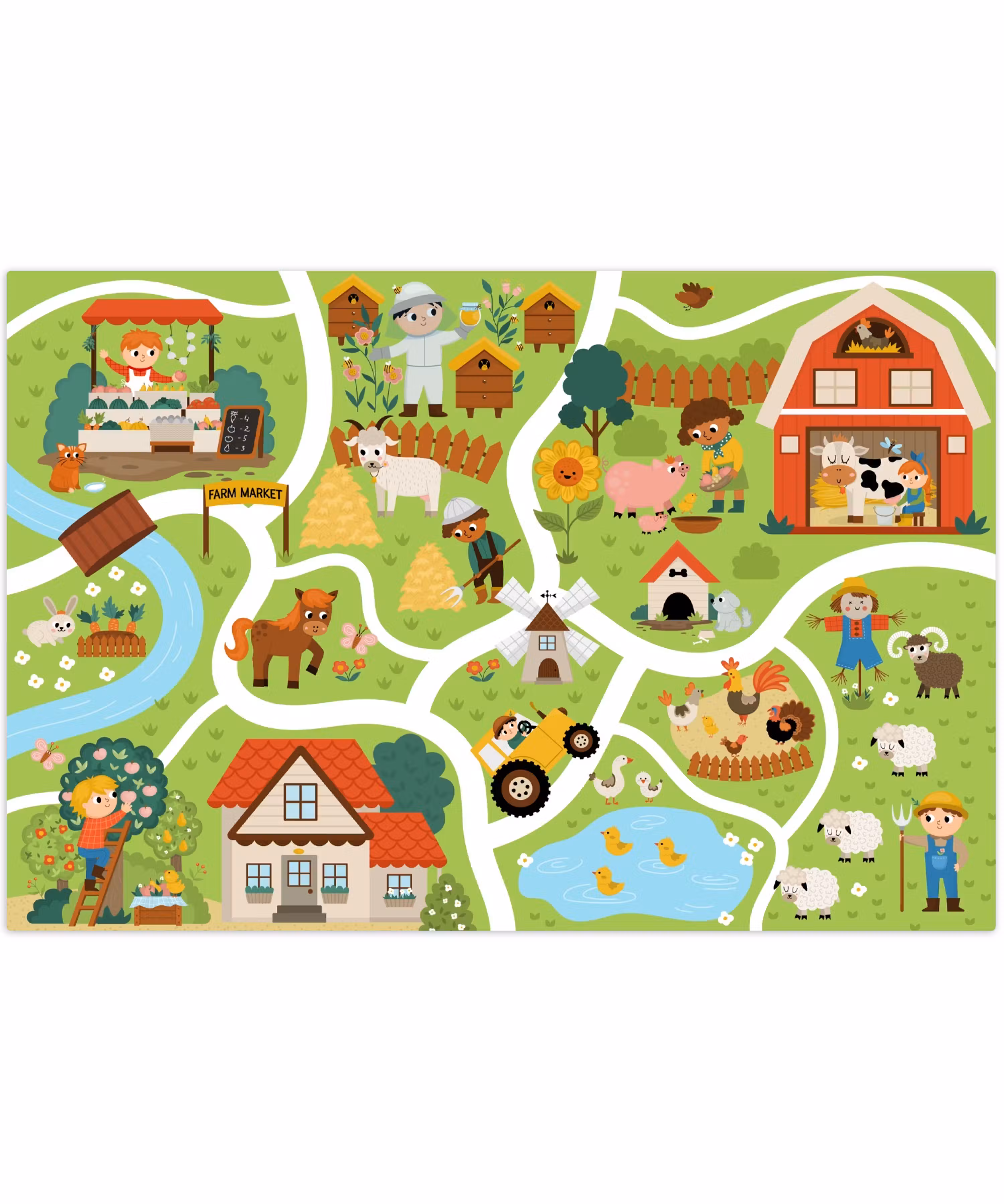 Speelkleed - Speelmat - Boerderij - Boerenmarkt - Eendenvijver