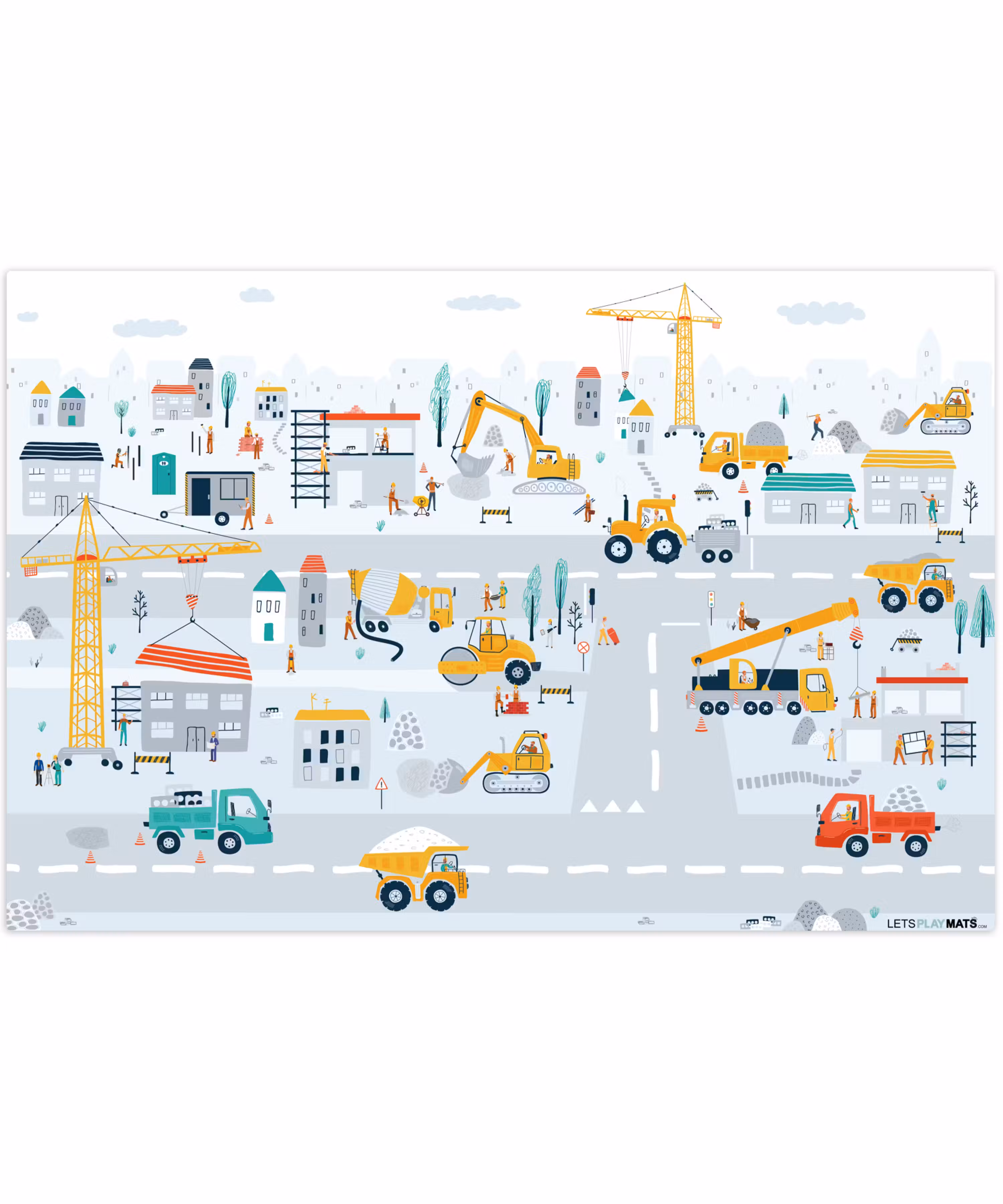 Speelkleed - Bouwplaats - Tractor - Graafmachine - Auto - Design