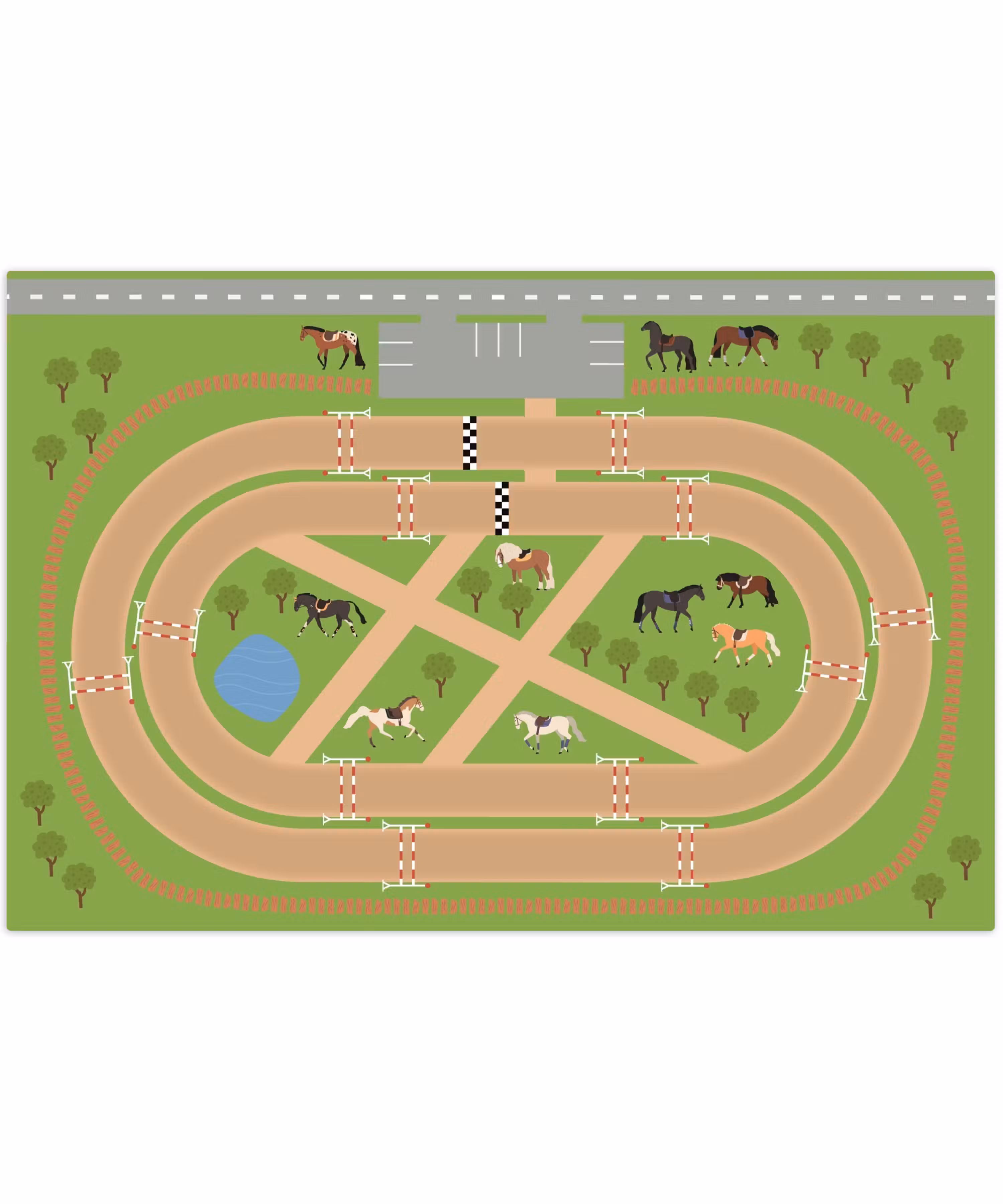 Speelkleed - Speelmat - Paarden - Racebaan