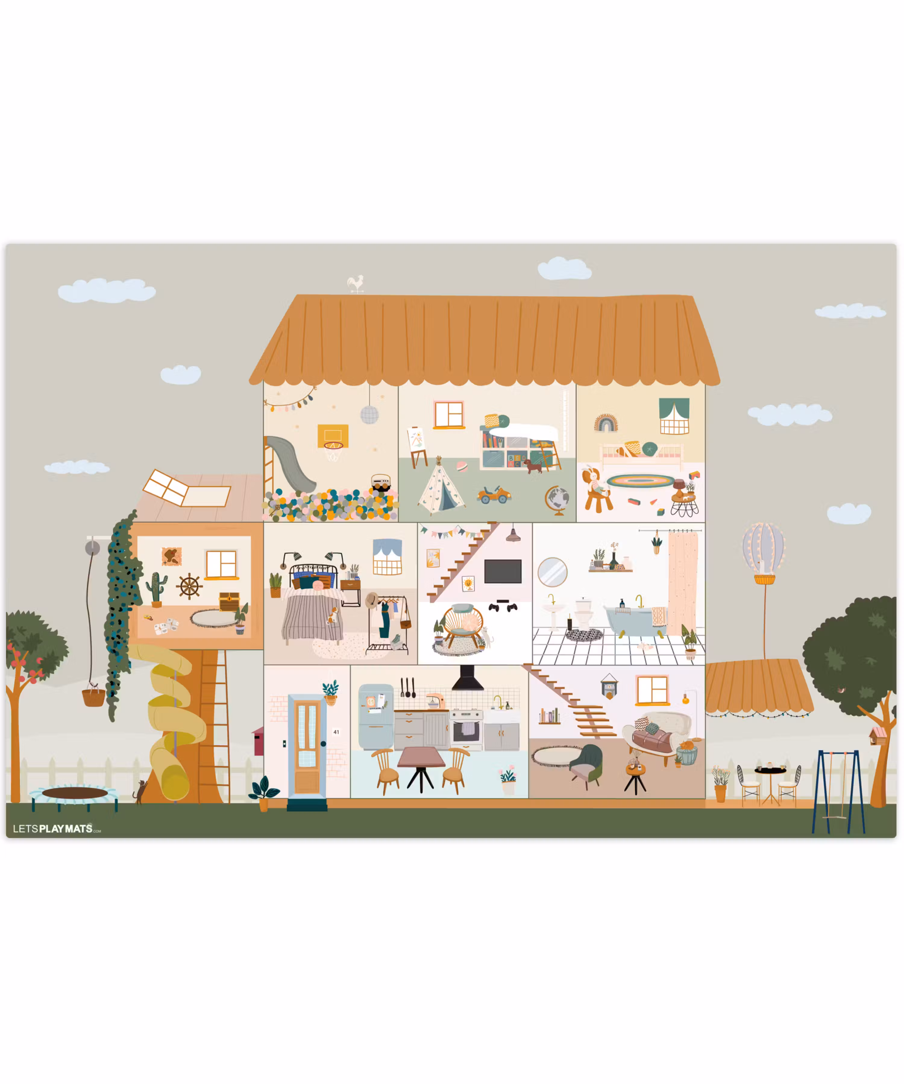 Speelkleed - Poppenhuis - Kinderen - Meubels - Design - Bruin