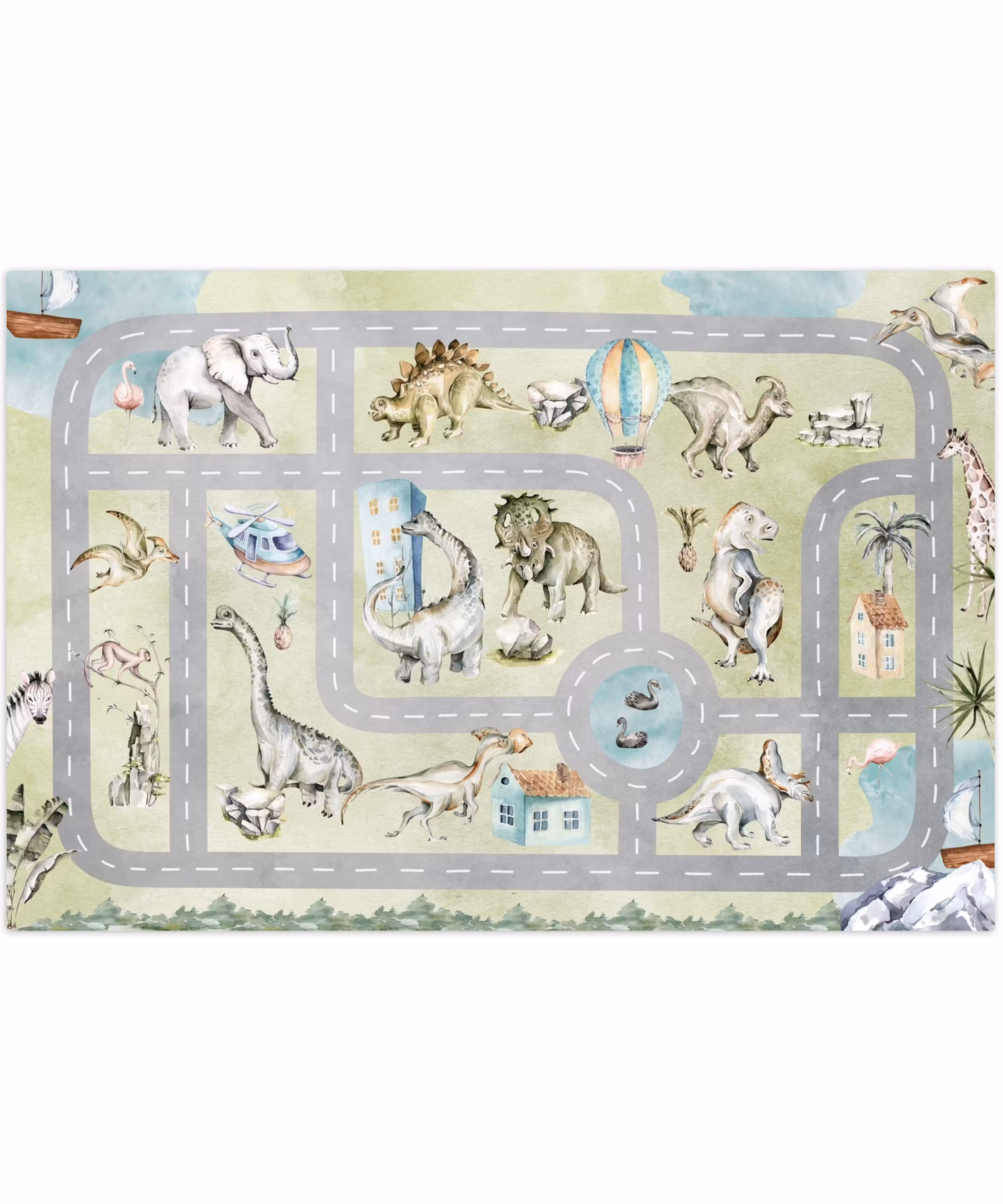 Speelkleed - Speelmat - Watercolor - Dino's - Stadssteppe