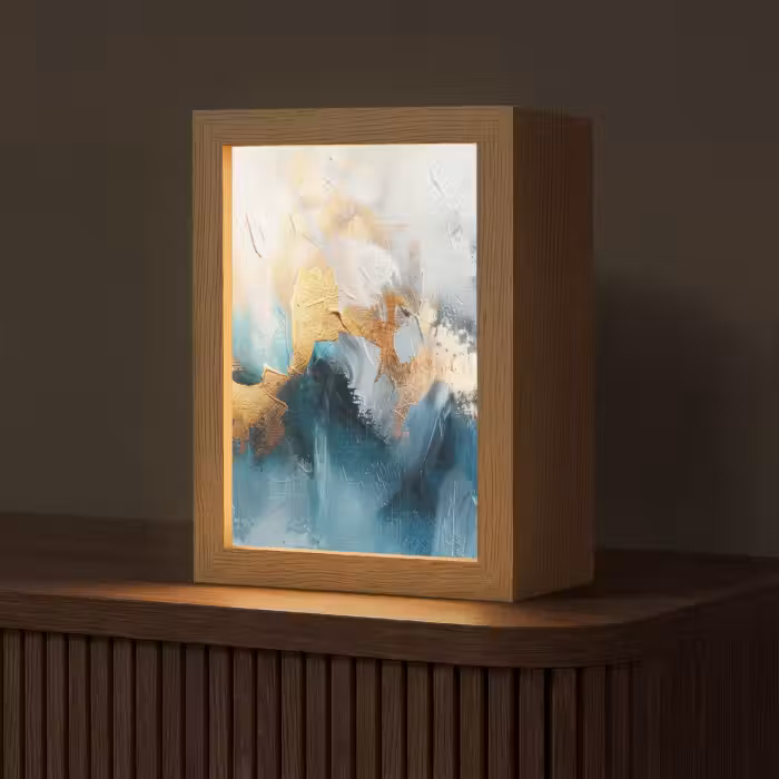 Tafellamp - Abstract - Kunst - Gold - Blauw