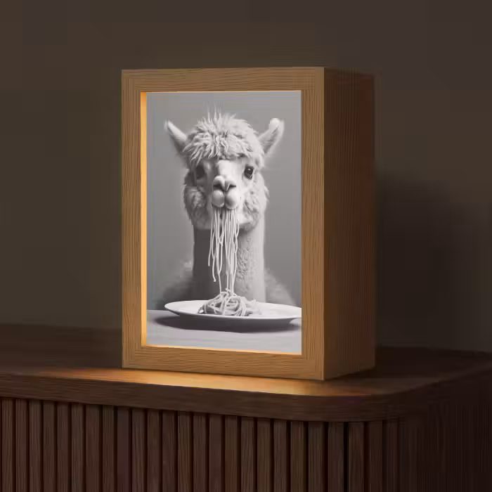 Tafellamp - Alpaca - Pasta - Zwart - Wit - Grappig - Dieren
