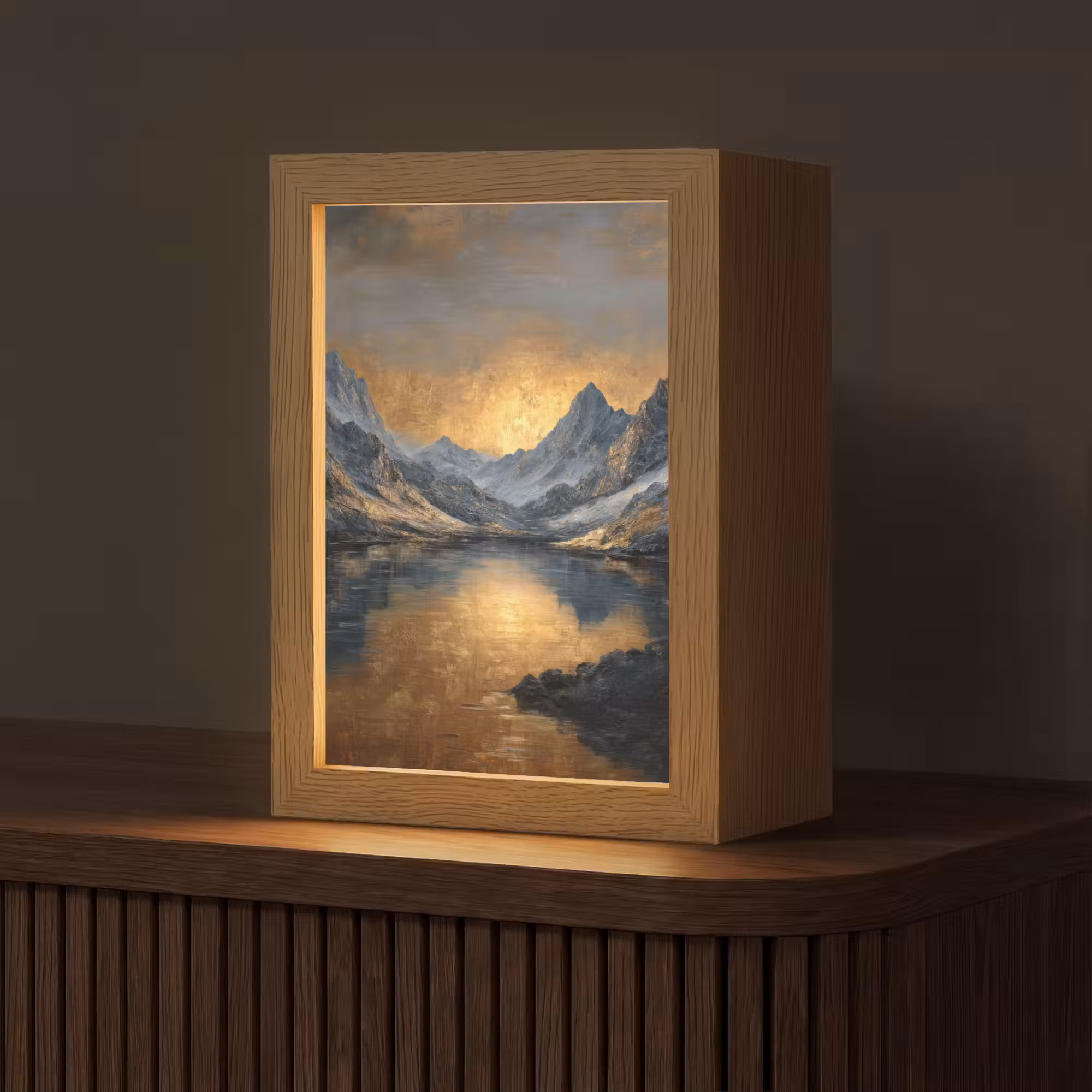 Tafellamp - Berglandschap met Gouden Zonsondergang