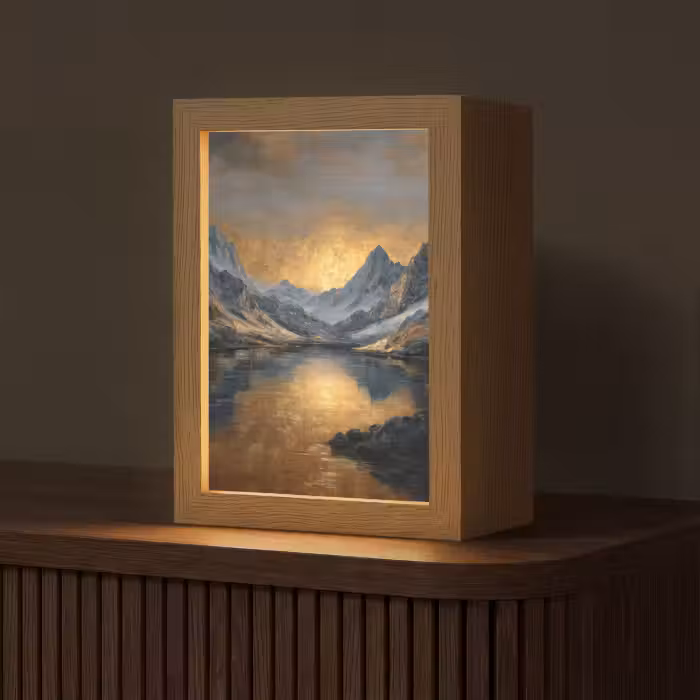 Tafellamp - Berglandschap met Gouden Zonsondergang