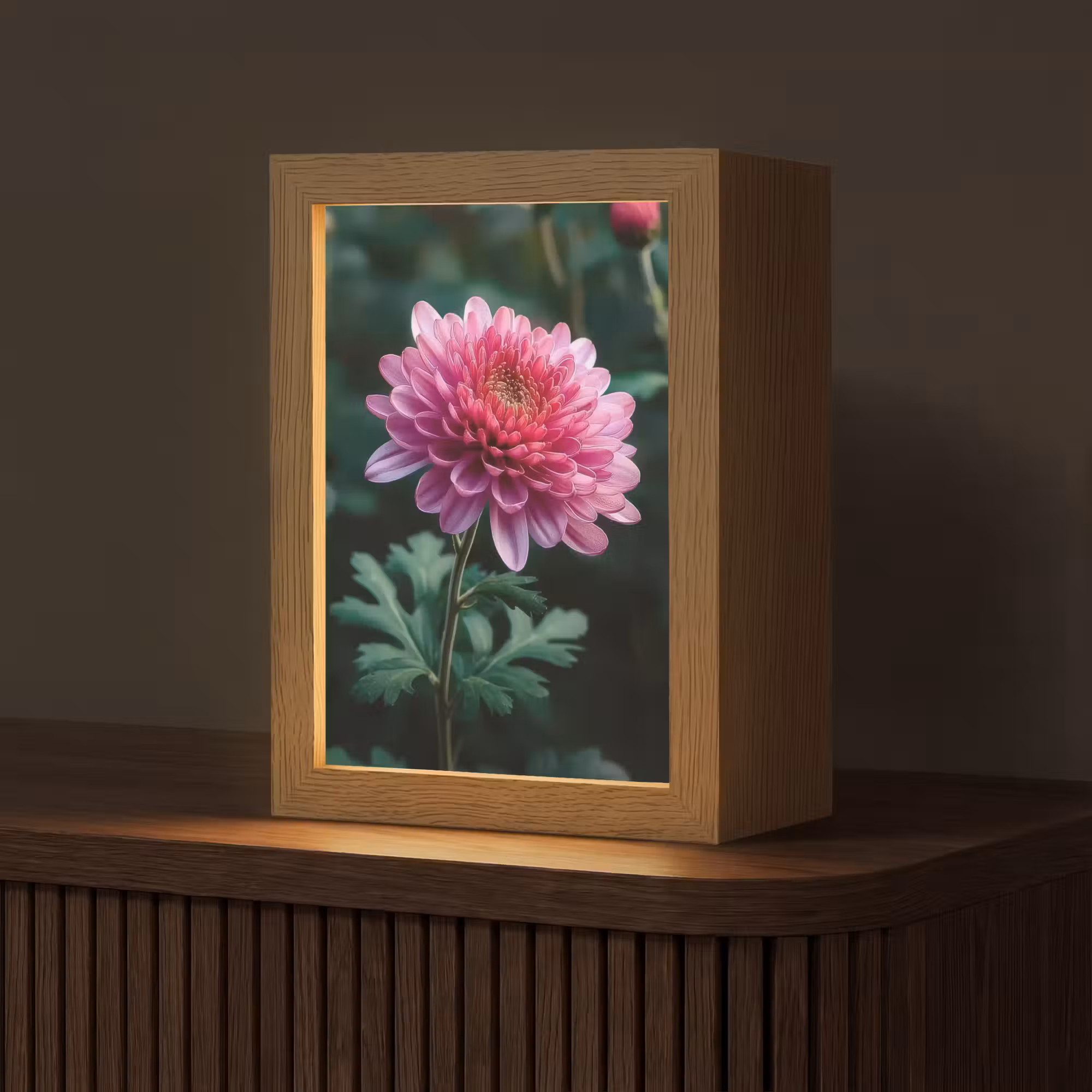 Tafellamp - Blad - Chrysant - Roze - Schaduw