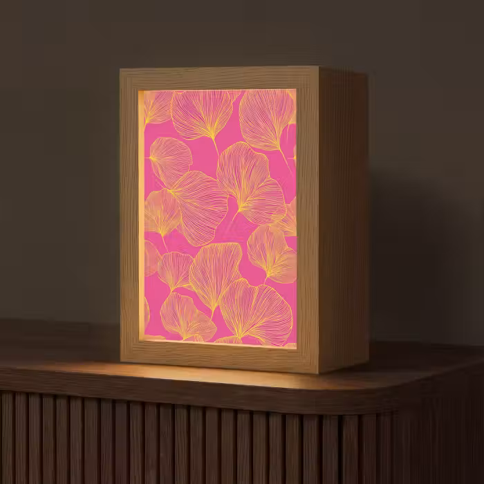Tafellamp - Bladeren - Nerven - Grafisch - Roze