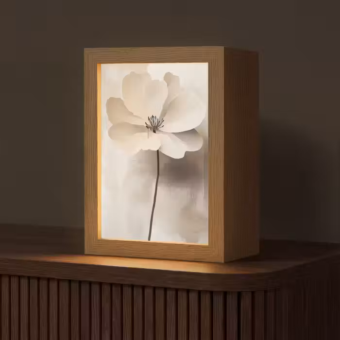 Tafellamp - Bloem - Beige - Verf - Schaduw