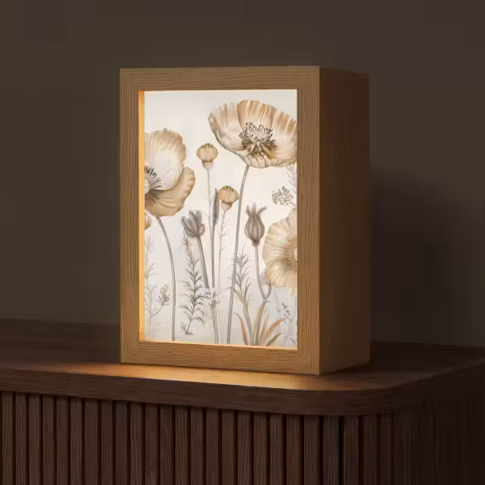 Tafellamp - Bloemen - Beige - Natuur - Illustratie