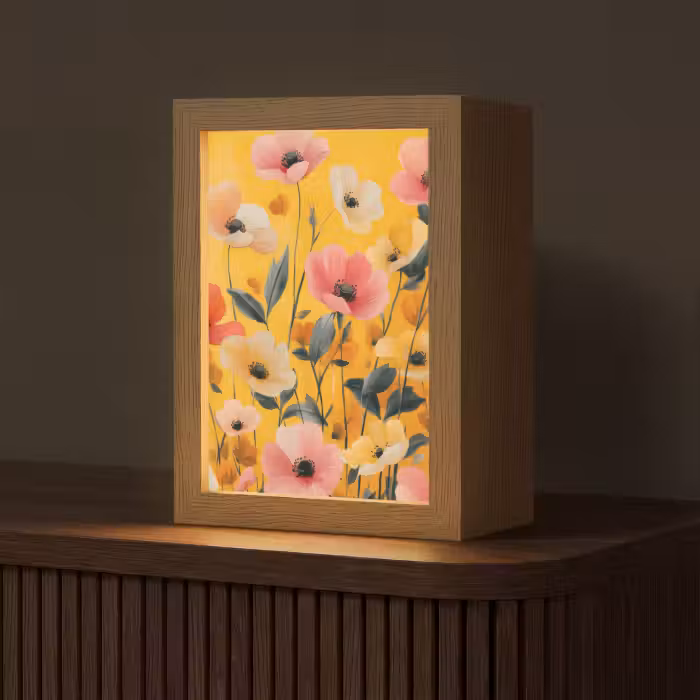 Tafellamp - Bloemen - Veld - Geel