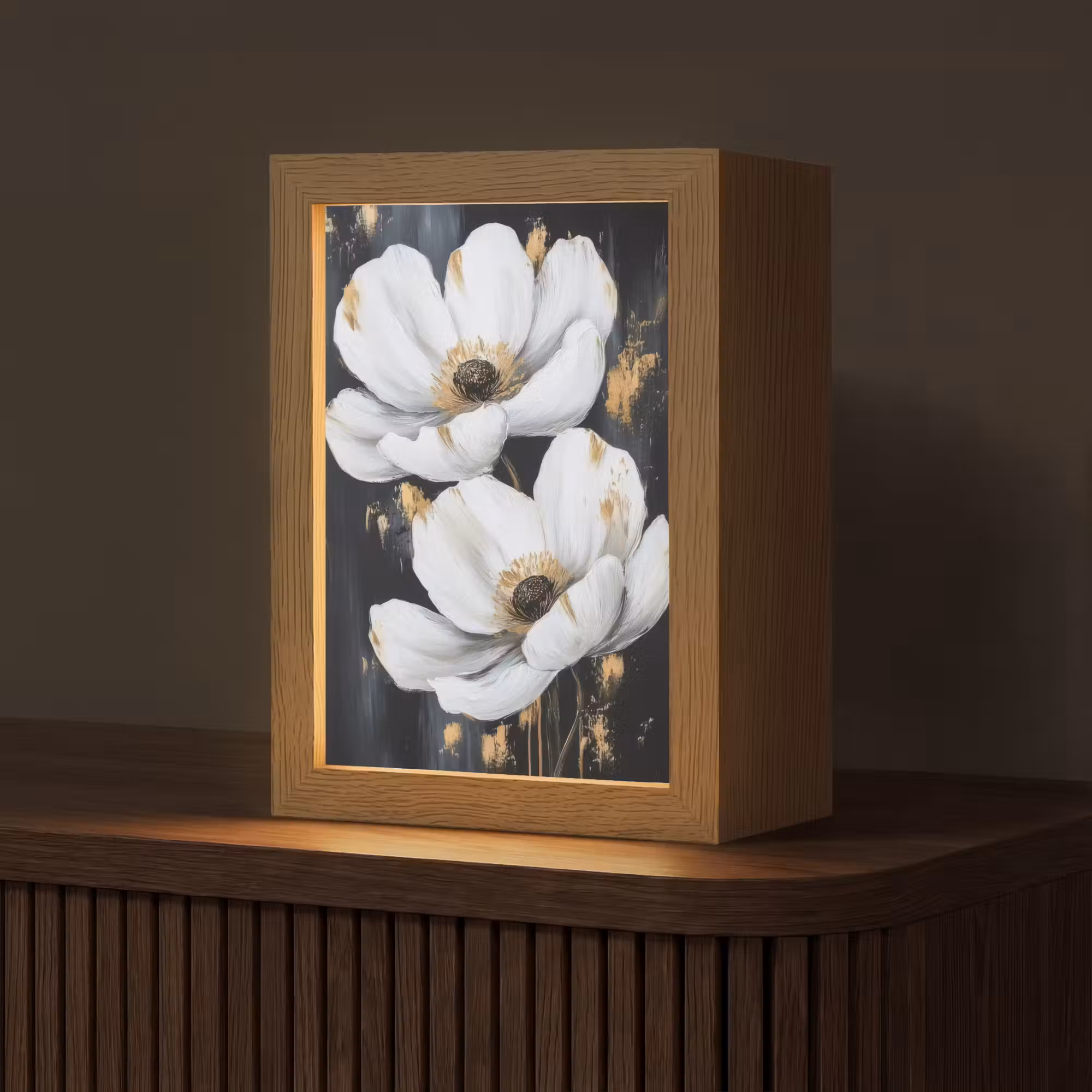 Tafellamp - Bloemen - Wit - Abstract