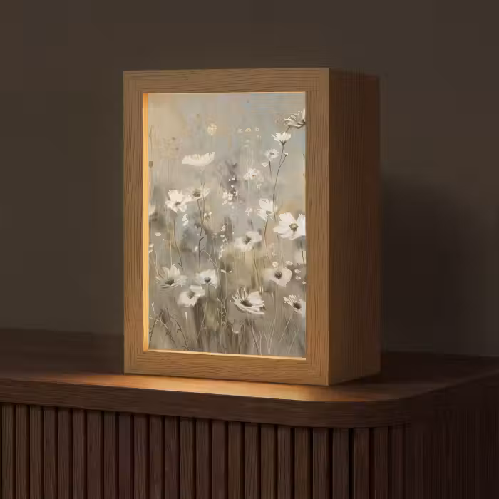 Tafellamp - Bloemen - Wit - Natuur - Grijs - Modern