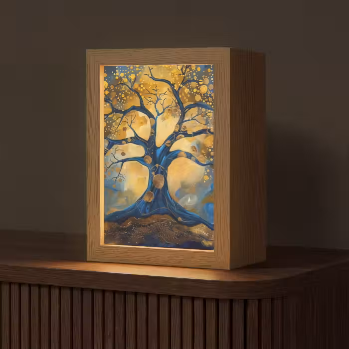 Tafellamp - Boom - Levensboom - Blauw - Goud
