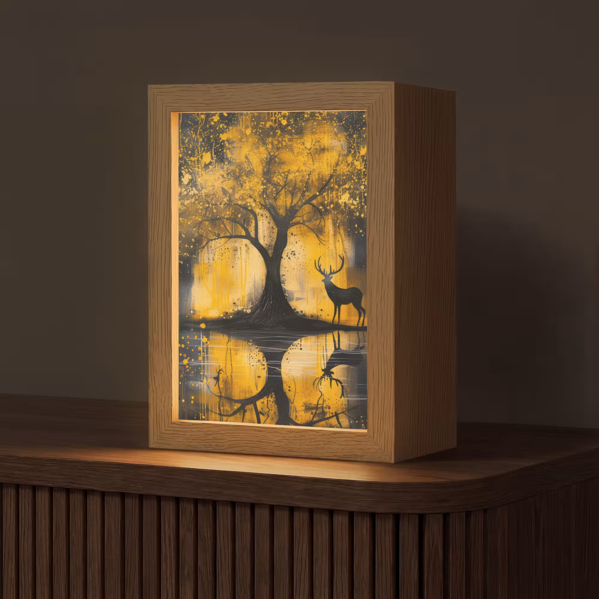 Tafellamp - Boom - Verflook - Hert - Natuur - Goud