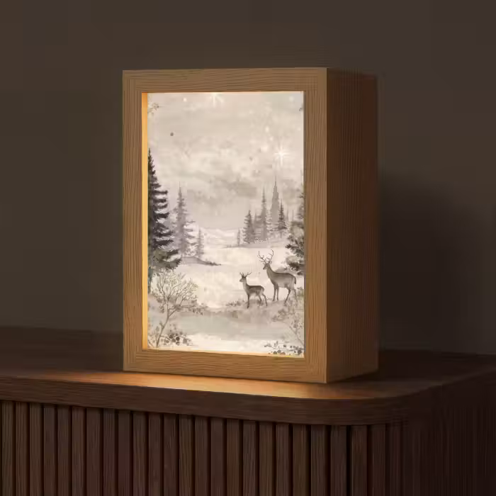 Tafellamp - Bos - Herten - Winter - Sneeuw