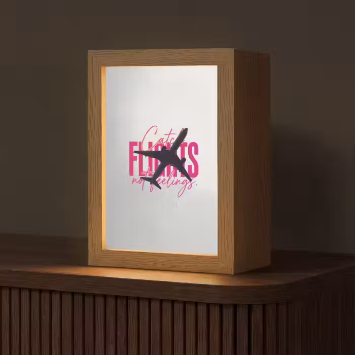 Tafellamp - Catch flights not feelings - Vliegtuig - Roze