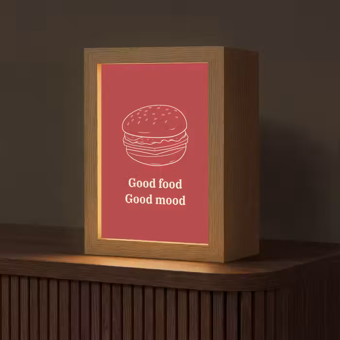 Tafellamp - Dieprood - Lijntekening - Tekst - Hamburger
