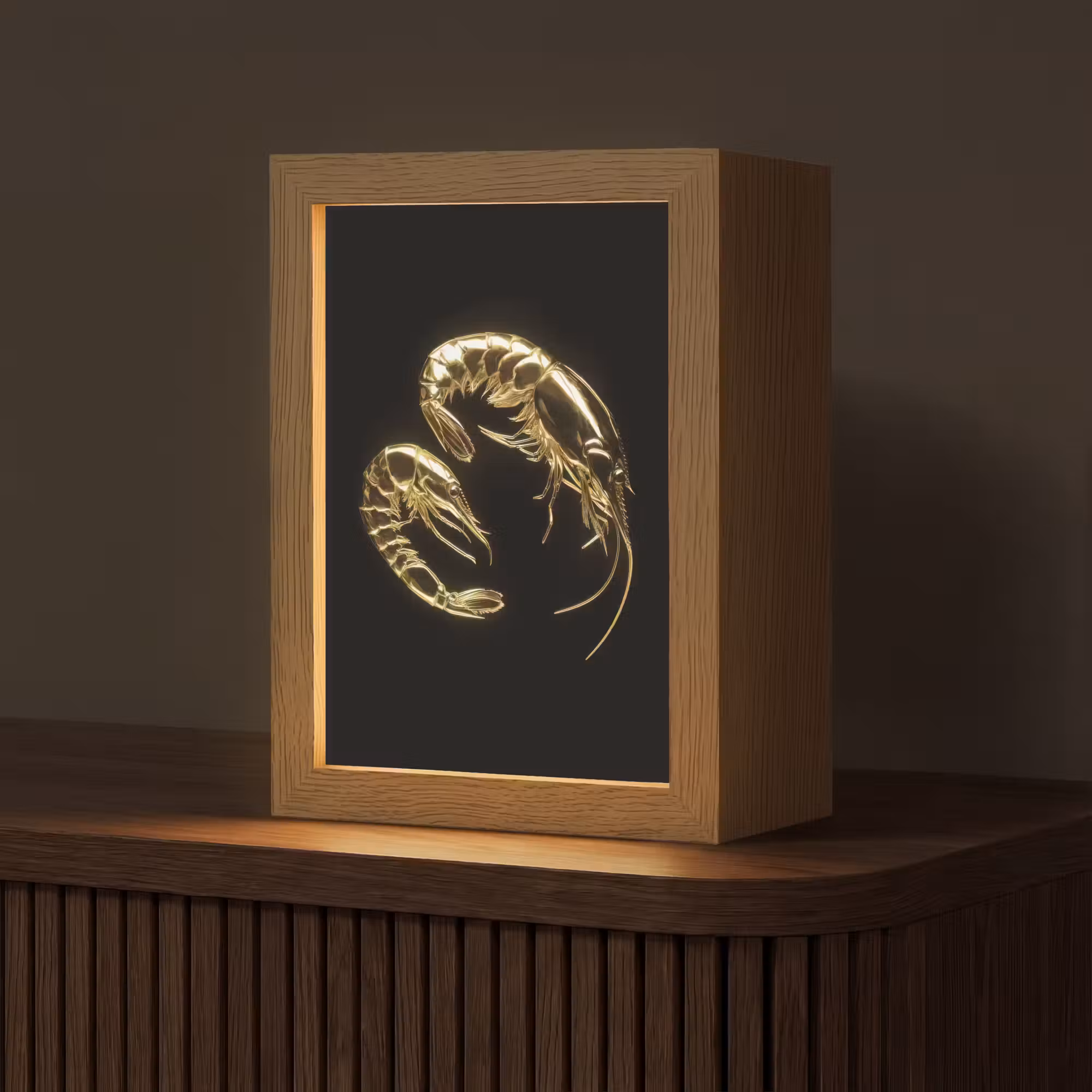 Tafellamp - Garnalen - Zwart - Goud - Dieren