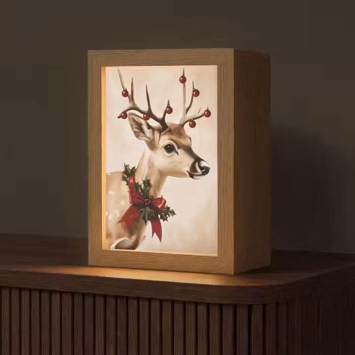 Tafellamp - Gewei - Kerst - Rendier - Rood