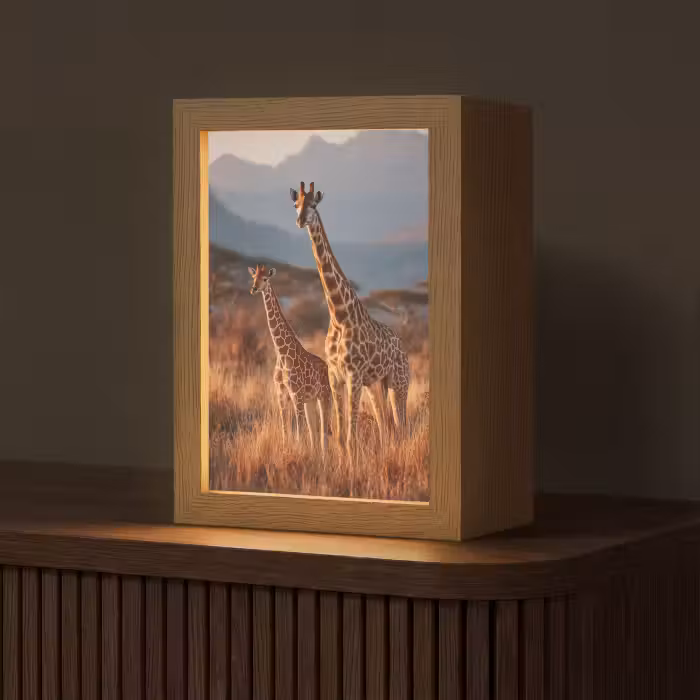 Tafellamp - Giraffen - Hoog gras - Acaciabomen