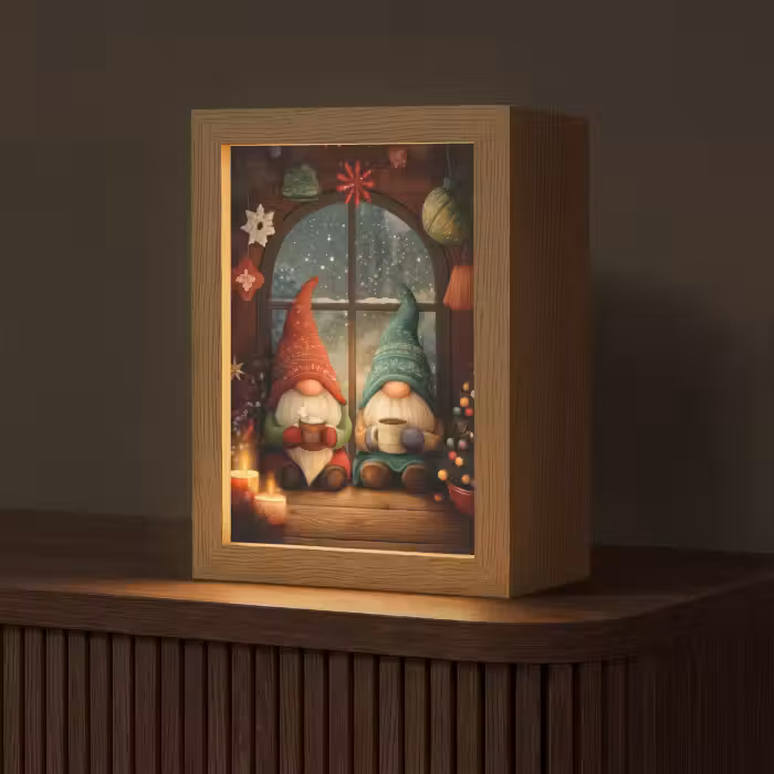 Tafellamp - Gnooms - Kerst - Raam - Kleurrijk