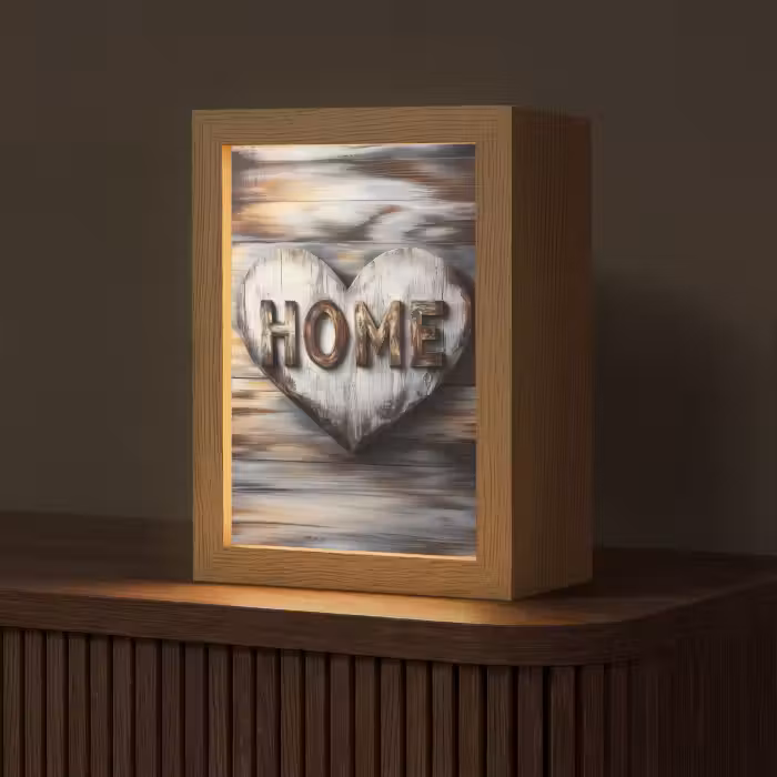 Tafellamp - Home - Hart - Houtlook - Liefde