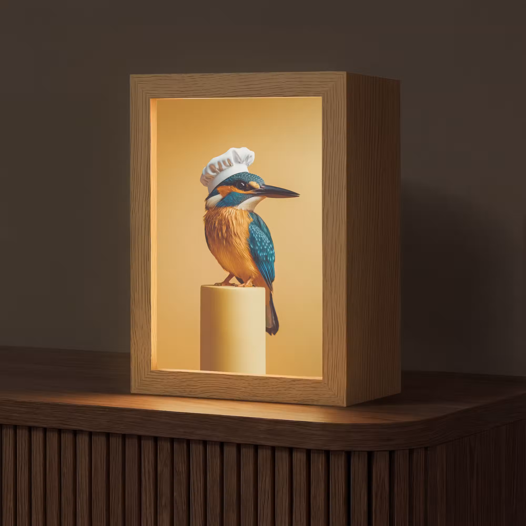 Tafellamp - Ijsvogel - Pilaar - Koksmuts - Vogel