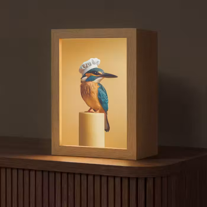 Tafellamp - Ijsvogel - Pilaar - Koksmuts - Vogel