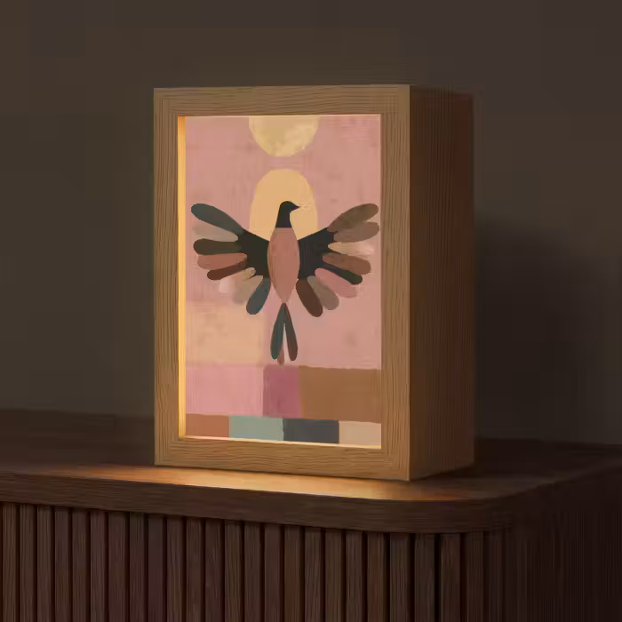 Tafellamp - Illustratie - Vogel - Vlakken - Kleurrijk