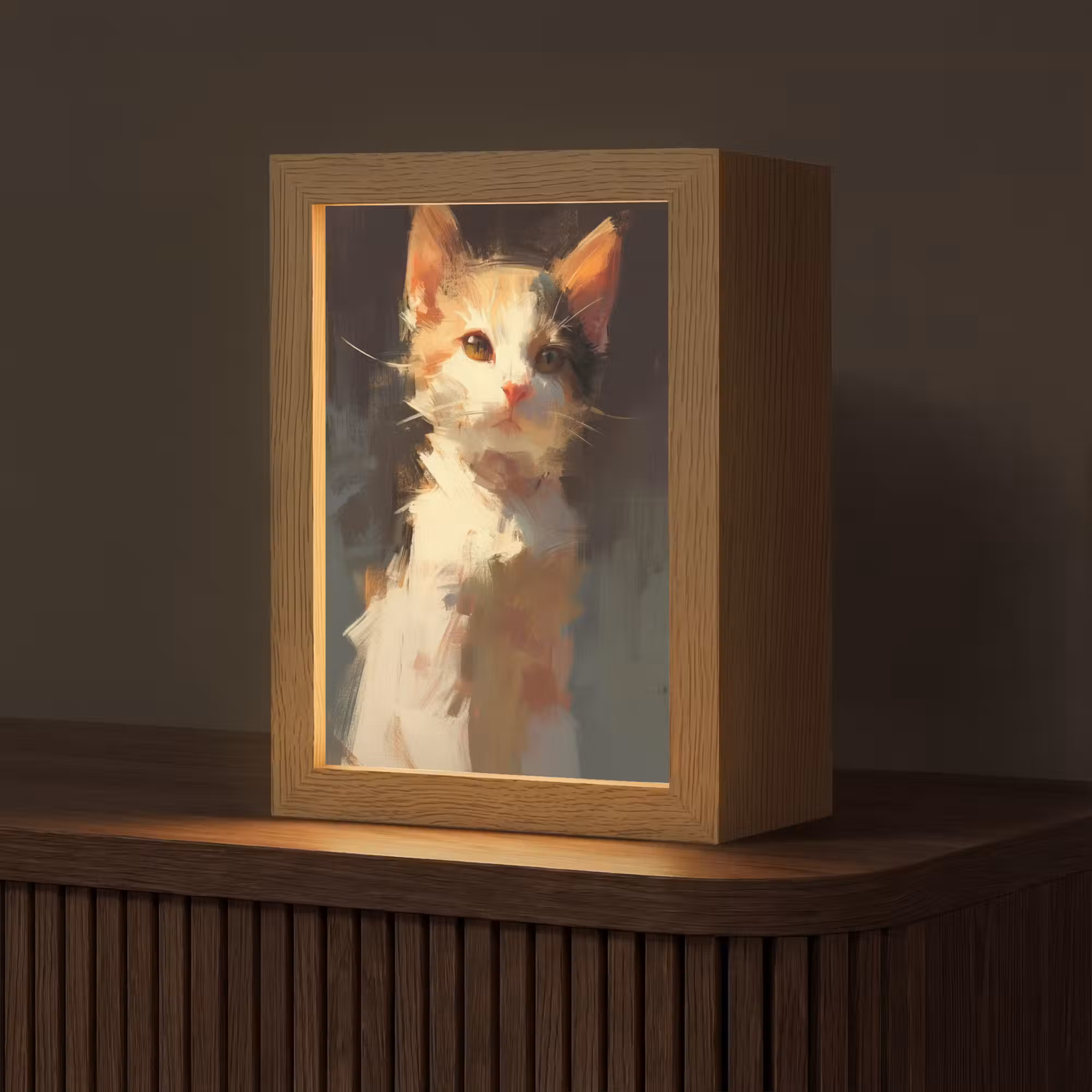 Tafellamp - Kat - Geschilderd - Artistiek - Wit