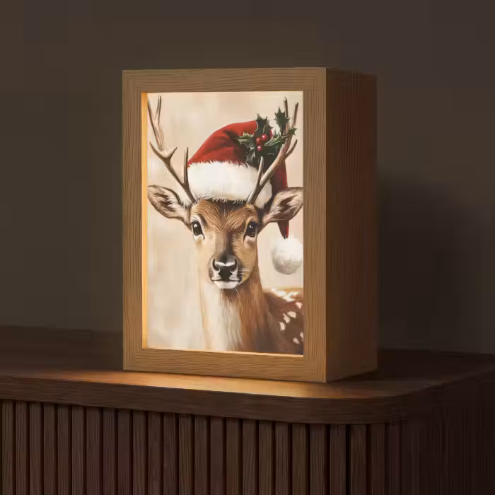 Tafellamp - Kerst - Hert - Gewei - Rood
