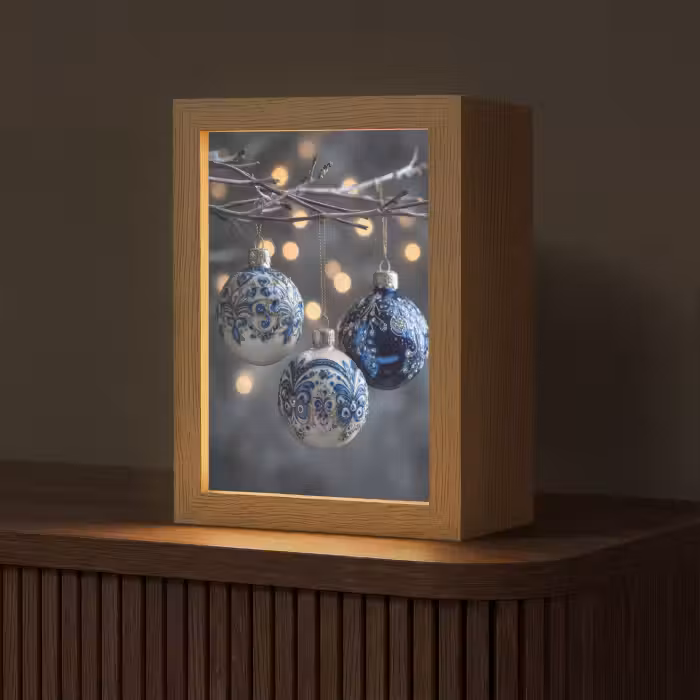 Tafellamp - Kerstbal - Versierd - Blauw