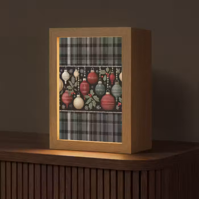 Tafellamp - Kerstballen - Rood - Hulsttakken - Patroon