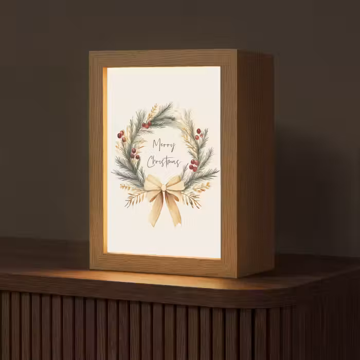 Tafellamp - Kerstkrans - Kerst - Goud - Beige